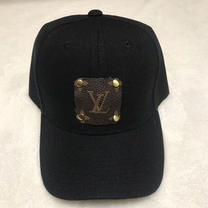 Black Baseball Hat Repurposed Louis Vuitton Patch